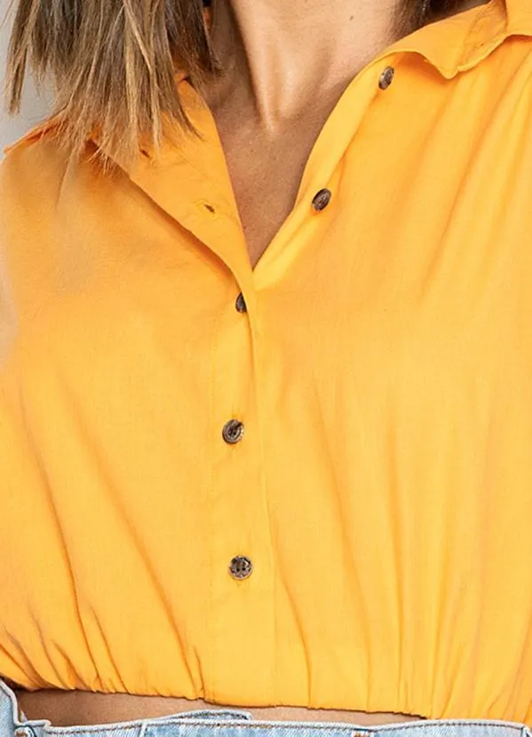 Colcci - Camisa Cropped de Tricoline Laranja 6