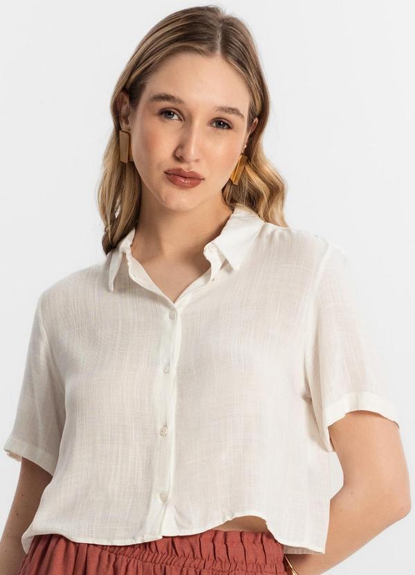 Select - Camisa Cropped Feminina Básica Branco