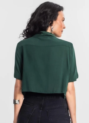 Select - Camisa Cropped Feminina Básica Verde - SELECT