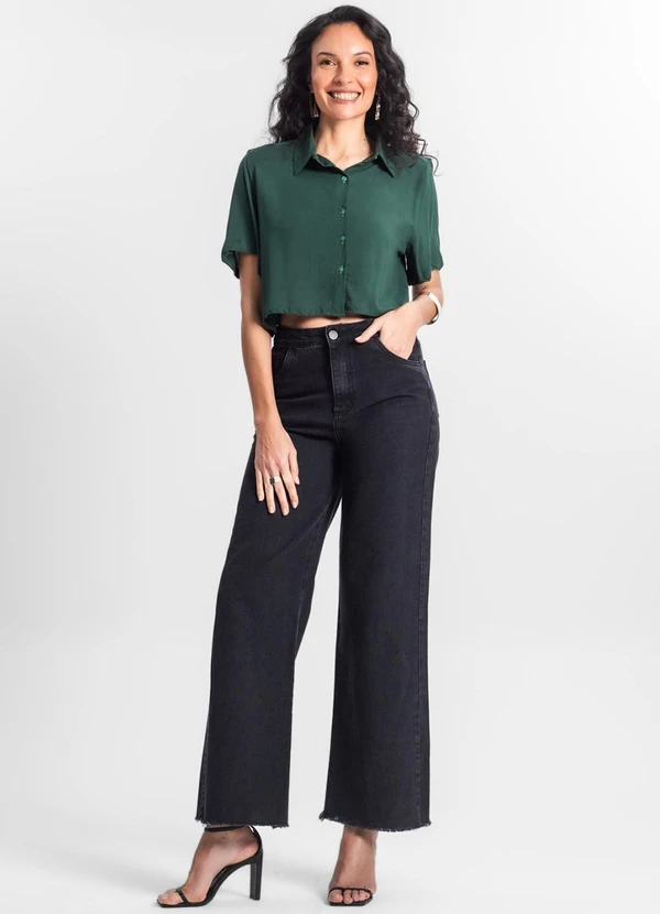 Select - Camisa Cropped Feminina Básica Verde 3