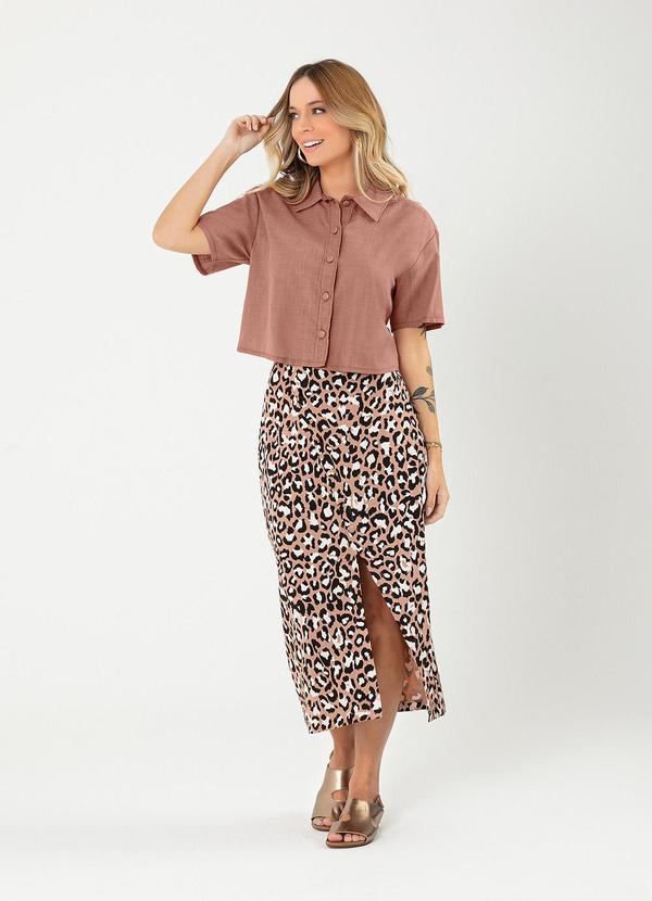 Cativa - Camisa Cropped Gola Polo em Algodão Marrom 5