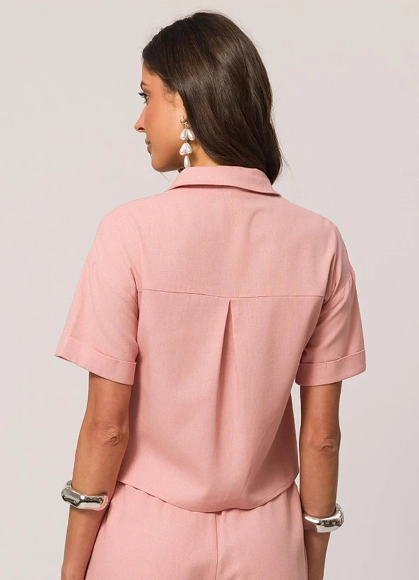 Doce Trama - Camisa Curta em Tela Linen Branco 2