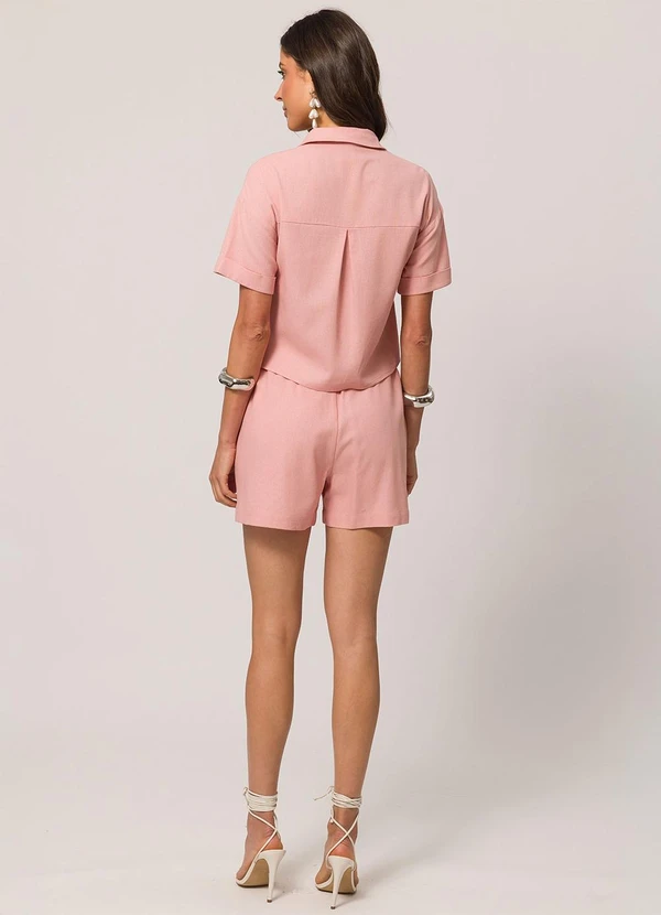 Doce Trama - Camisa Curta em Tela Linen Branco 4