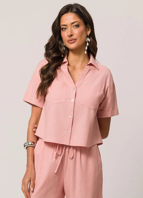 Doce Trama - Camisa Curta em Tela Linen Branco 5