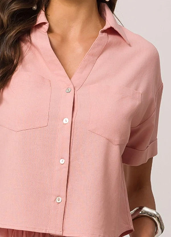 Doce Trama - Camisa Curta em Tela Linen Branco 6