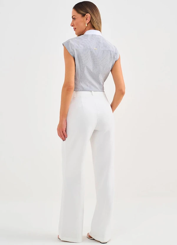 Principessa - Camisa de Algodão Listrada Off e Preto Kayele 4