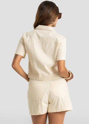 Dianna - Camisa de Botão e Bolsos Femininos Bege - DIANNA