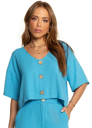 Endless - Camisa de Linho Feminina Azul - ENDLESS