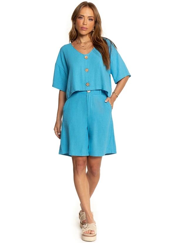 Endless - Camisa de Linho Feminina Azul 3