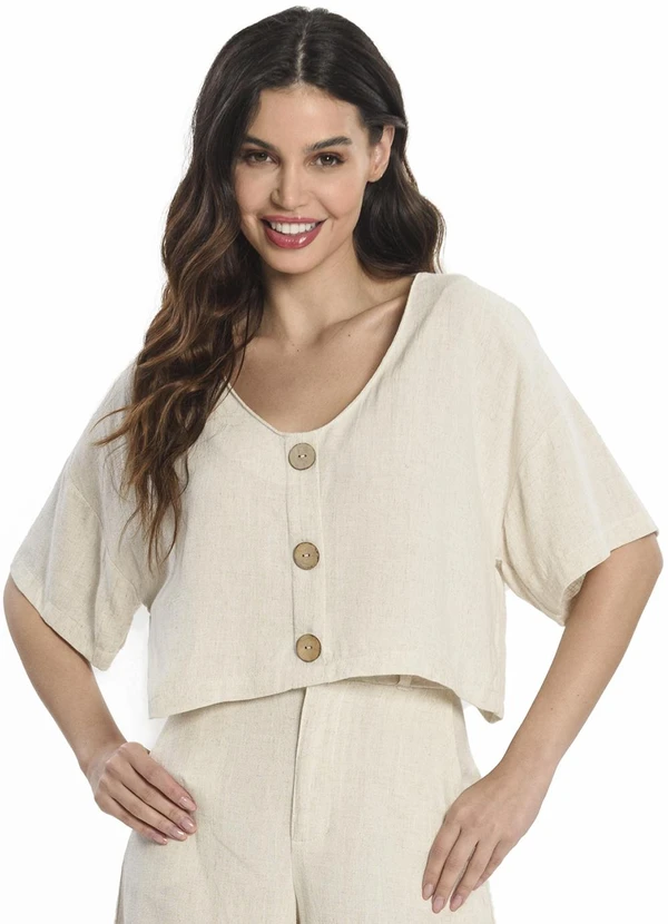Endless - Camisa de Linho Feminina Bege