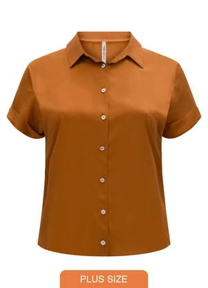 Lunender Mais Mulher - Camisa de Mangas Curtas com Botões Laranja - LUNENDER MAIS MULHER