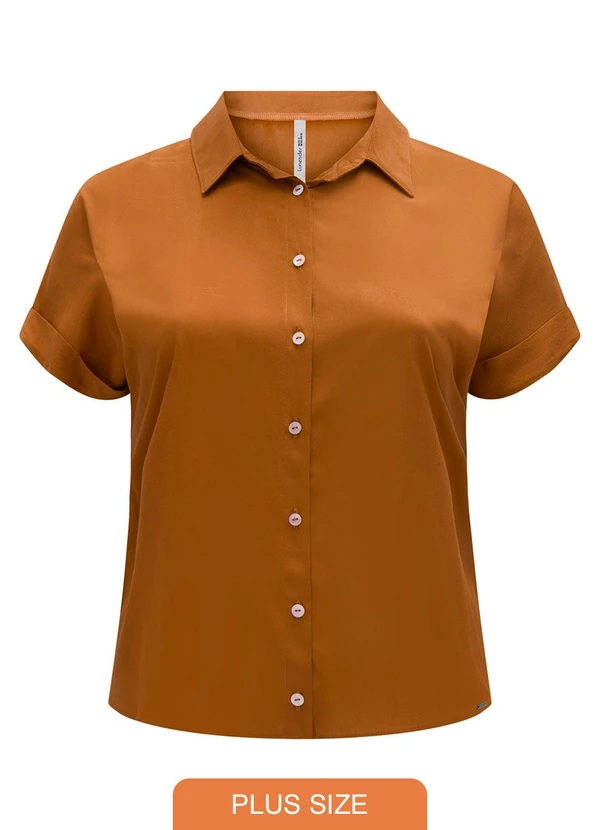 Lunender Mais Mulher - Camisa de Mangas Curtas com Botões Laranja