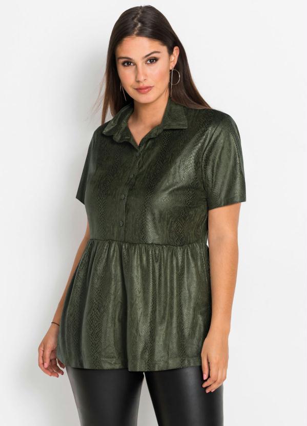 bonprix - Camisa de Suéde Animal Print Cobra Verde 5
