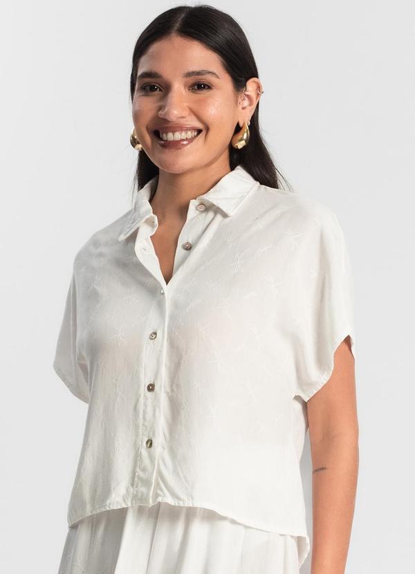 Rovitex - Camisa de Viscose Manga Curta de Botão Bege