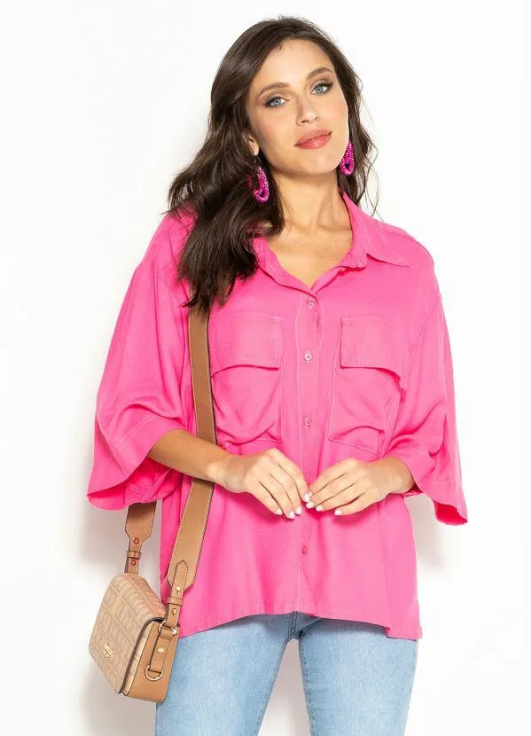 Colcci - Camisa de Viscose Rosa