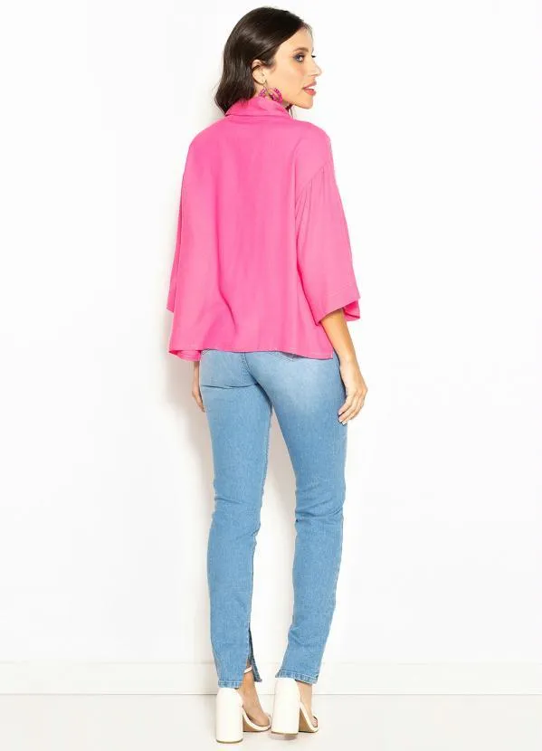 Colcci - Camisa de Viscose Rosa 4