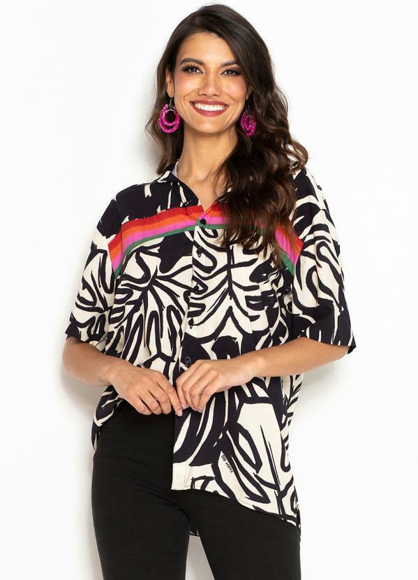 Farm - Camisa de Viscose Uni Trópicos Branco