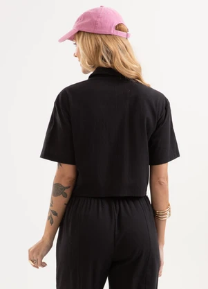 Cativa - Camisa em Tecido Texturizado Preto - CATIVA