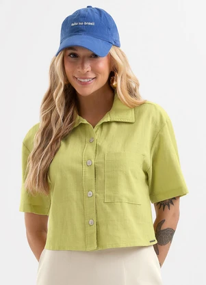 Cativa - Camisa em Tecido Texturizado Verde - CATIVA
