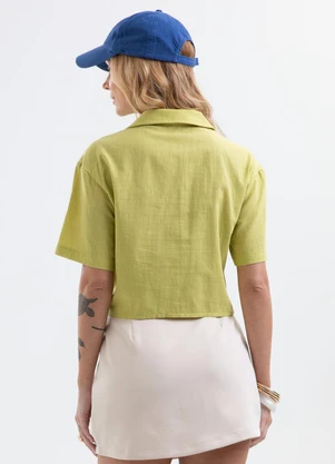 Cativa - Camisa em Tecido Texturizado Verde - CATIVA
