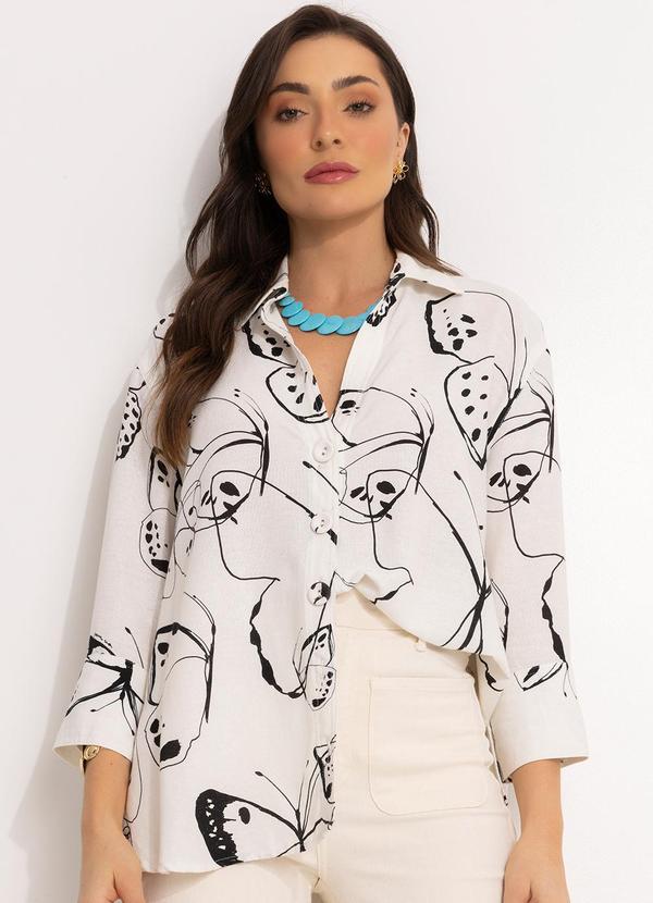 Farm - Camisa em Viscolinho Off White