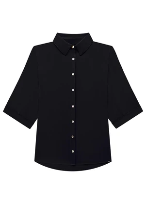 Lunender - Camisa em Viscose com Manga 3/4 Preto - LUNENDER