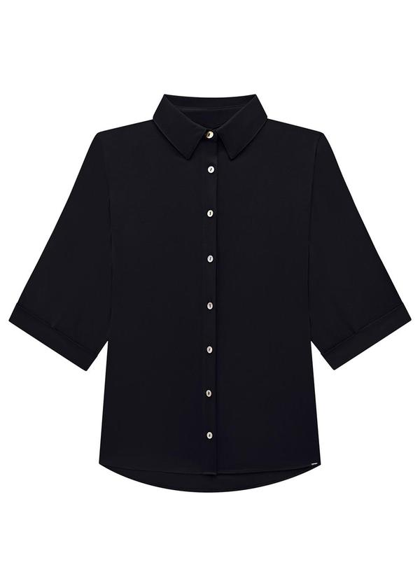 Lunender - Camisa em Viscose com Manga 3/4 Preto