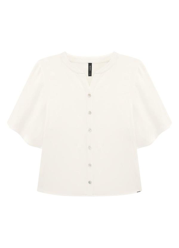 Lunender - Camisa em Viscose com Manga Flare Off White