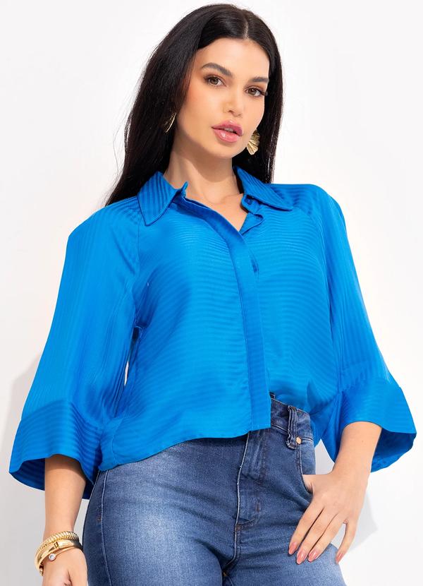 Forum - Camisa em Viscose Listrada Azul