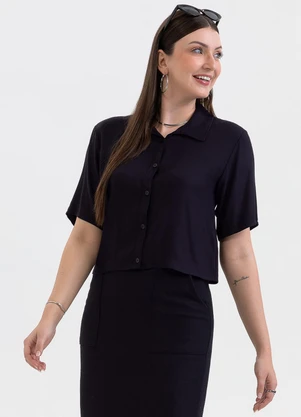 Habana - Camisa em Viscose Sarjada Preto - HABANA