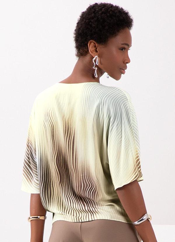 Lunender - Camisa Estampada com Decote em V Branco 2