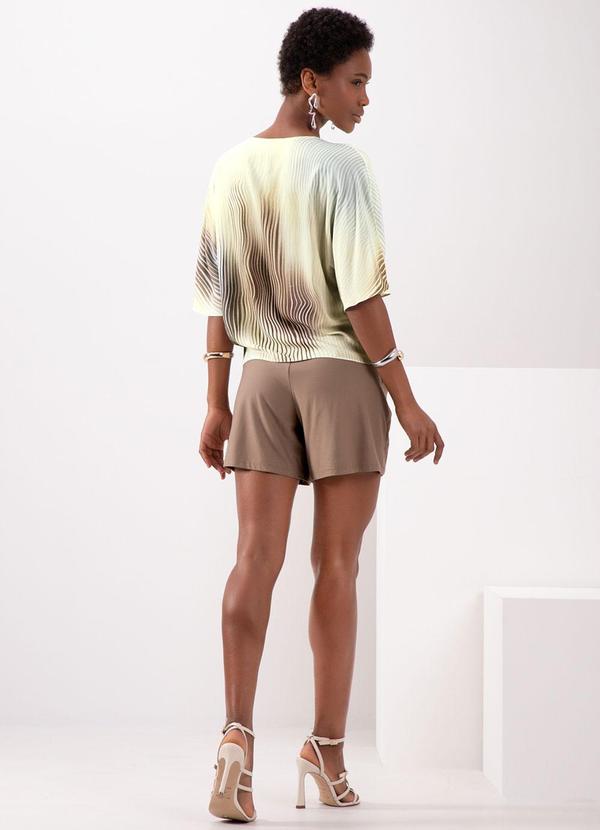 Lunender - Camisa Estampada com Decote em V Branco 4