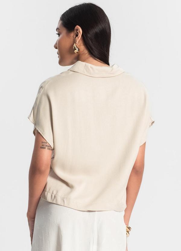 Rovitex - Camisa Feminina Botão de Viscose Bege 2