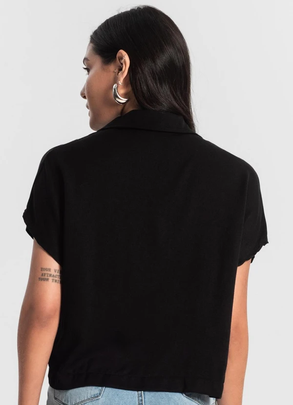 Rovitex - Camisa Feminina Botão de Viscose Preto 2
