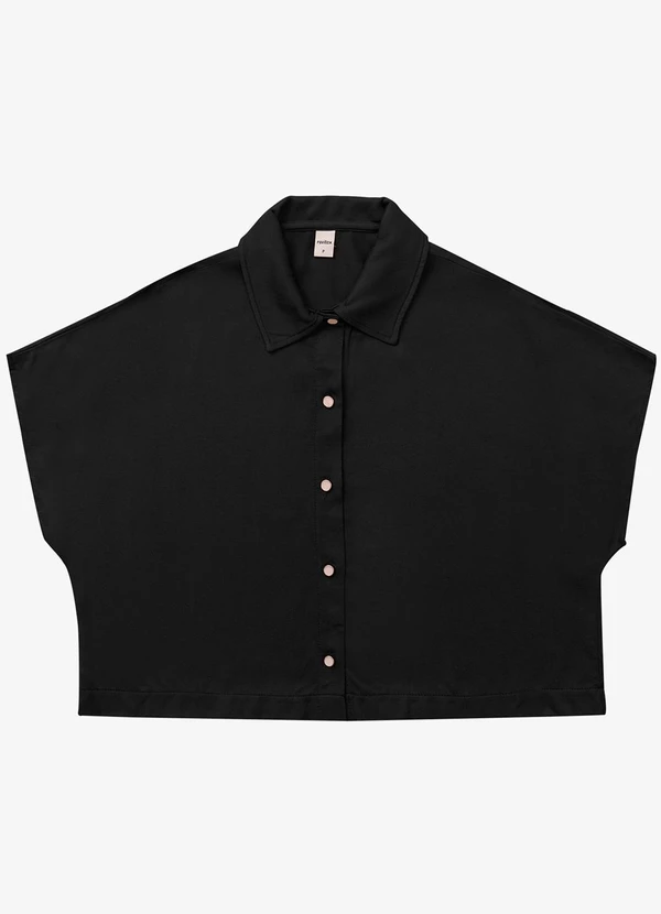 Rovitex - Camisa Feminina Botão de Viscose Preto 4