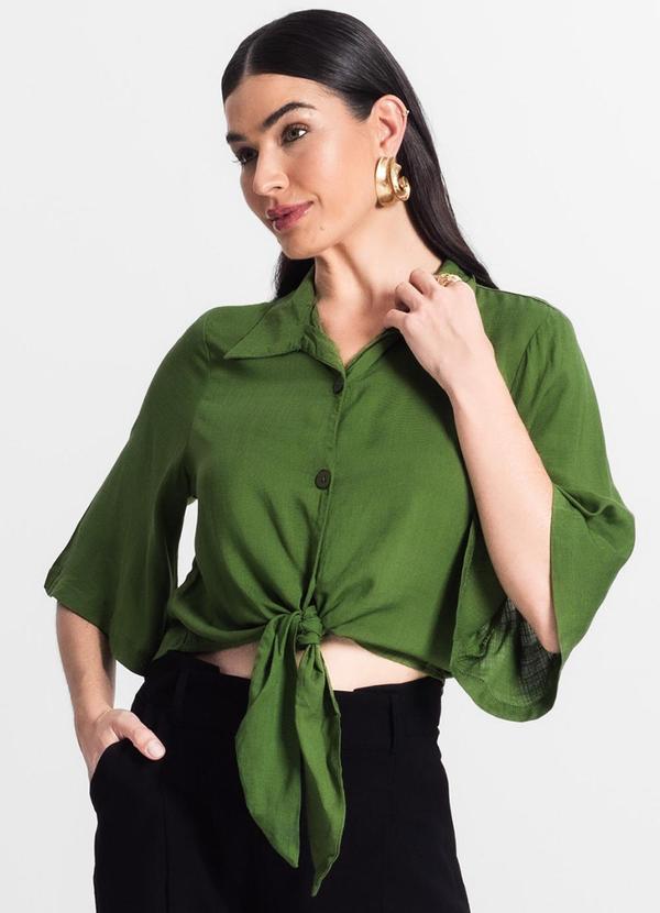 Select - Camisa Feminina Cropped com Nó Verde