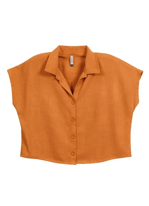 Marialícia - Camisa Feminina Cropped Laranja - MARIALÍCIA