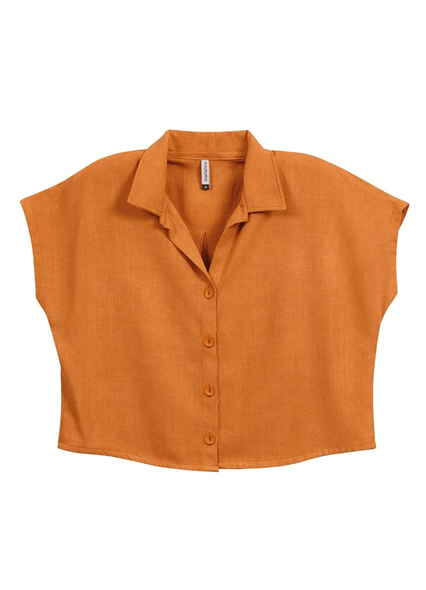Marialícia - Camisa Feminina Cropped Laranja
