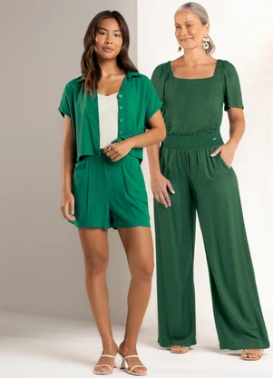 Marialícia - Camisa Feminina Cropped Verde - MARIALÍCIA