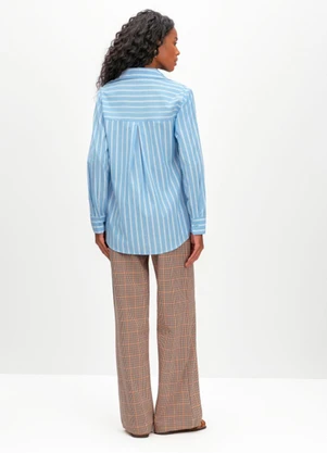 Essendi - Camisa Feminina em Fio Tinto Azul - ESSENDI