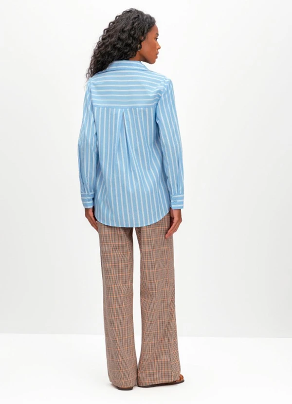 Essendi - Camisa Feminina em Fio Tinto Azul 2