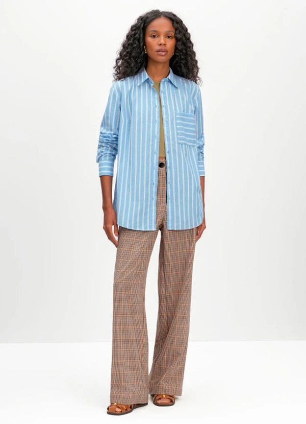 Essendi - Camisa Feminina em Fio Tinto Azul 3