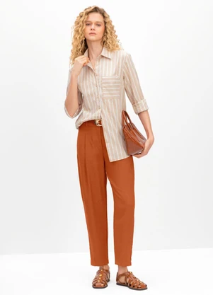 Essendi - Camisa Feminina em Fio Tinto Marrom - ESSENDI