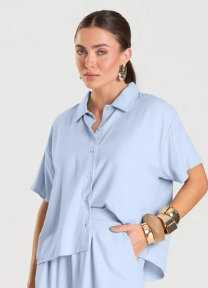 Dianna - Camisa Feminina em Tecido de Viscose Azul - DIANNA