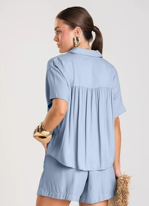 Dianna - Camisa Feminina em Tecido de Viscose Azul - DIANNA