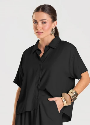 Dianna - Camisa Feminina em Tecido de Viscose Preto - DIANNA