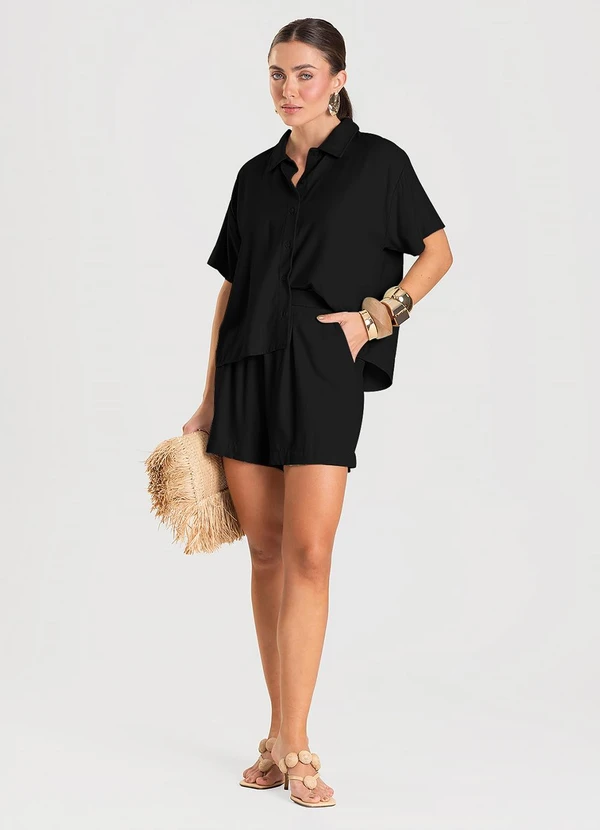 Dianna - Camisa Feminina em Tecido de Viscose Preto 3