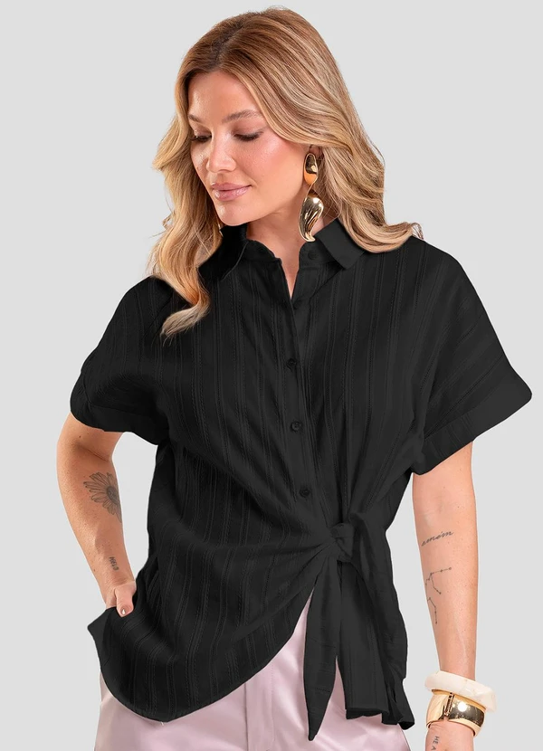 Dianna - Camisa Feminina em Tricoline Preto 1