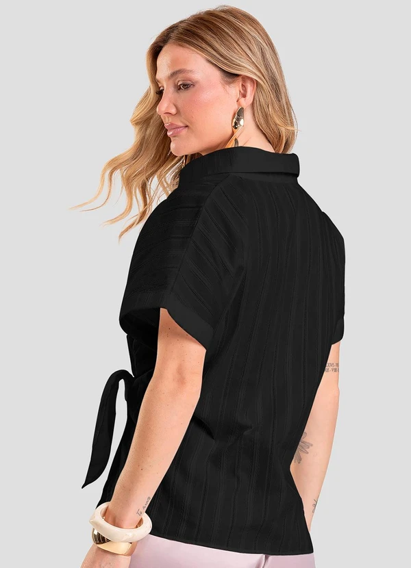 Dianna - Camisa Feminina em Tricoline Preto 2