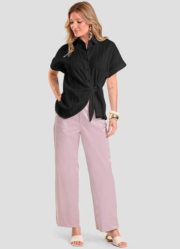 Dianna - Camisa Feminina em Tricoline Preto 3